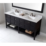 Winterfell 72" Double Bath Vanity in Espresso with White Marble Top and Square Sinks with Polished Chrome Faucets and Mirror