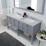 Winterfell 72" Double Bath Vanity in Gray with White Marble Top and Square Sinks