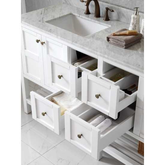 Winterfell 72" Double Bath Vanity in White with White Marble Top and Square Sinks and Matching Mirror