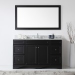 Talisa 60" Single Bath Vanity in Espresso with White Marble Top and Round Sink and Matching Mirror