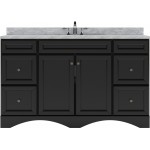 Talisa 60" Single Bath Vanity in Espresso with White Marble Top and Round Sink