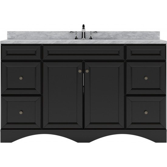 Talisa 60" Single Bath Vanity in Espresso with White Marble Top and Round Sink