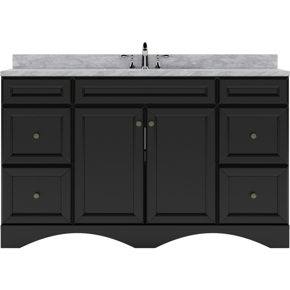 Talisa 60" Single Bath Vanity in Espresso with White Marble Top and Round Sink