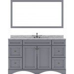 Talisa 60" Single Bath Vanity in Gray with White Marble Top and Round Sink with Brushed Nickel Faucet and Matching Mirror