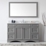 Talisa 60" Single Bath Vanity in Gray with White Marble Top and Round Sink with Brushed Nickel Faucet and Matching Mirror