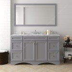 Talisa 60" Single Bath Vanity in Gray with White Marble Top and Round Sink with Brushed Nickel Faucet and Matching Mirror