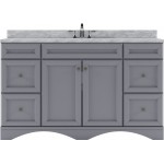 Talisa 60" Single Bath Vanity in Gray with White Marble Top and Round Sink