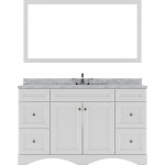 Talisa 60" Single Bath Vanity in White with White Marble Top and Round Sink and Matching Mirror