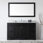 Talisa 60" Single Bath Vanity in Espresso with White Marble Top and Square Sink and Matching Mirror