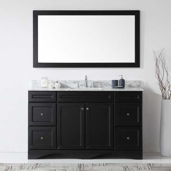 Talisa 60" Single Bath Vanity in Espresso with White Marble Top and Square Sink and Matching Mirror