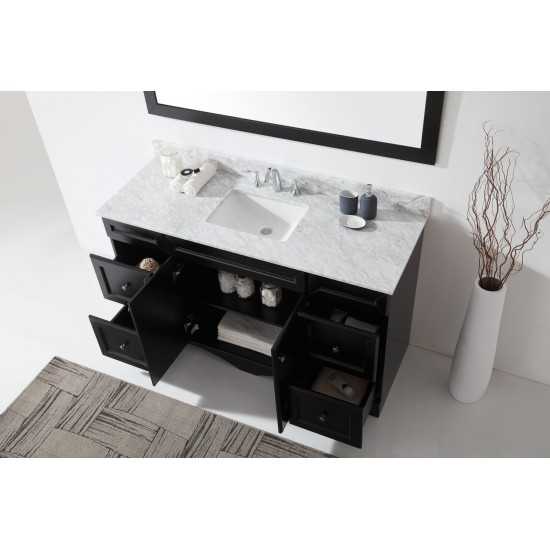 Talisa 60" Single Bath Vanity in Espresso with White Marble Top and Square Sink and Matching Mirror