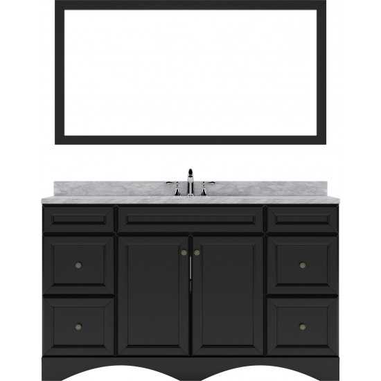 Talisa 60" Single Bath Vanity in Espresso with White Marble Top and Square Sink with Brushed Nickel Faucet and Matching Mirro