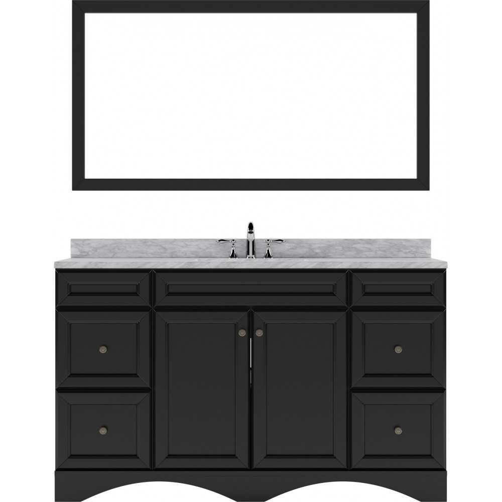 Talisa 60" Single Bath Vanity in Espresso with White Marble Top and Square Sink with Brushed Nickel Faucet and Matching Mirro