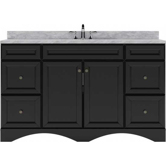 Talisa 60" Single Bath Vanity in Espresso with White Marble Top and Square Sink