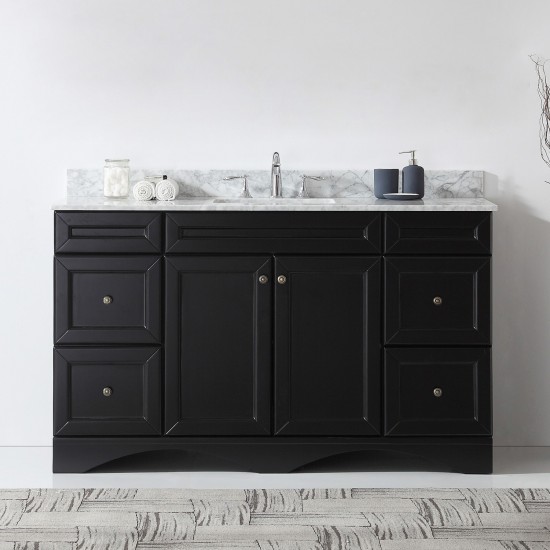 Talisa 60" Single Bath Vanity in Espresso with White Marble Top and Square Sink