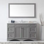 Talisa 60" Single Bath Vanity in Gray with White Marble Top and Square Sink and Matching Mirror