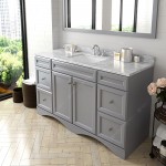 Talisa 60" Single Bath Vanity in Gray with White Marble Top and Square Sink and Matching Mirror