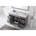 Talisa 60" Single Bath Vanity in Gray with White Marble Top and Square Sink and Matching Mirror