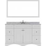 Talisa 60" Single Bath Vanity in White with White Marble Top and Square Sink and Matching Mirror