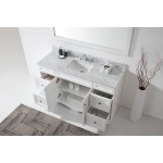 Talisa 60" Single Bath Vanity in White with White Marble Top and Square Sink and Matching Mirror