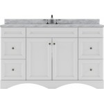 Talisa 60" Single Bath Vanity in White with White Marble Top and Square Sink