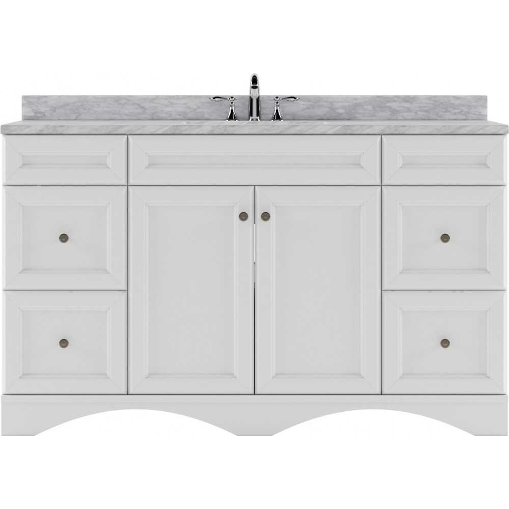 Talisa 60" Single Bath Vanity in White with White Marble Top and Square Sink