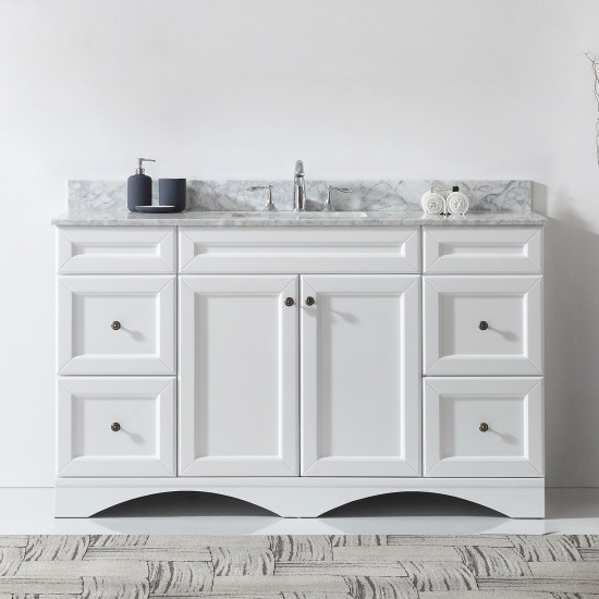 Talisa 60" Single Bath Vanity in White with White Marble Top and Square Sink