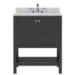 Winterfell 30" Single Bath Vanity in Espresso with White Marble Top and Round Sink