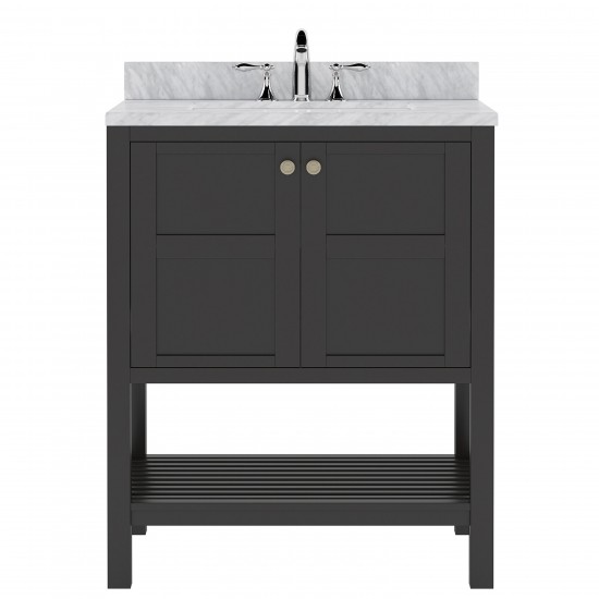 Winterfell 30" Single Bath Vanity in Espresso with White Marble Top and Round Sink