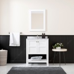 Winterfell 30" Single Bath Vanity in White with White Marble Top and Round Sink and Matching Mirror