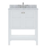 Winterfell 30" Single Bath Vanity in White with White Marble Top and Round Sink