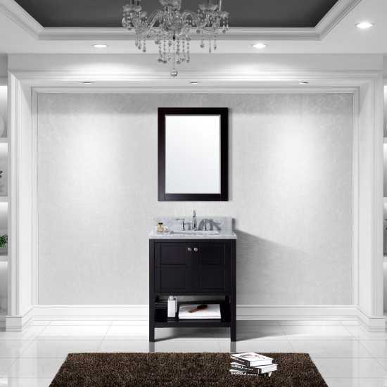 Winterfell 30" Single Bath Vanity in Espresso with White Marble Top and Square Sink and Matching Mirror