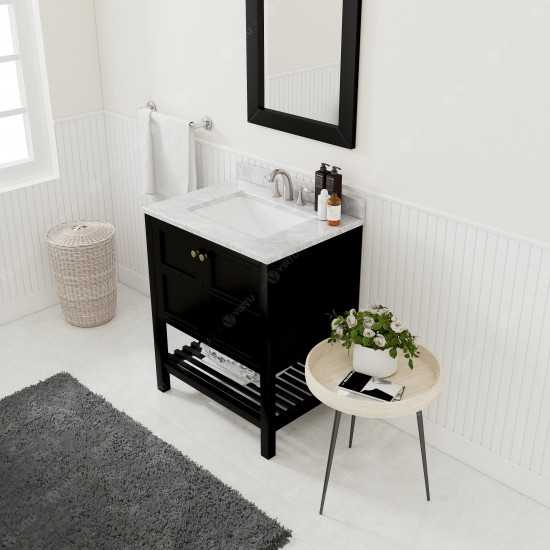 Winterfell 30" Single Bath Vanity in Espresso with White Marble Top and Square Sink and Matching Mirror