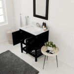 Winterfell 30" Single Bath Vanity in Espresso with White Marble Top and Square Sink with Polished Chrome Faucet and Mirror