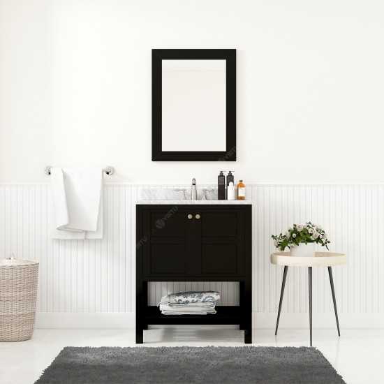 Winterfell 30" Single Bath Vanity in Espresso with White Marble Top and Square Sink