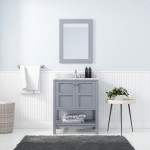 Winterfell 30" Single Bath Vanity in Gray with White Marble Top and Square Sink and Matching Mirror