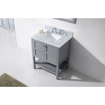 Winterfell 30" Single Bath Vanity in Gray with White Marble Top and Square Sink and Matching Mirror