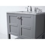 Winterfell 30" Single Bath Vanity in Gray with White Marble Top and Square Sink and Matching Mirror