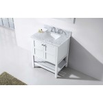 Winterfell 30" Single Bath Vanity in White with White Marble Top and Square Sink and Matching Mirror