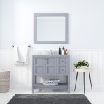 Winterfell 36" Single Bath Vanity in Gray with White Marble Top and Square Sink and Matching Mirror