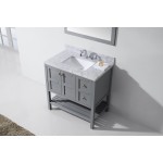 Winterfell 36" Single Bath Vanity in Gray with White Marble Top and Square Sink and Matching Mirror