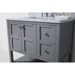 Winterfell 36" Single Bath Vanity in Gray with White Marble Top and Square Sink and Matching Mirror