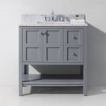 Winterfell 36" Single Bath Vanity in Gray with White Marble Top and Square Sink