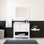 Winterfell 36" Single Bath Vanity in White with White Marble Top and Square Sink and Matching Mirror