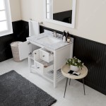 Winterfell 36" Single Bath Vanity in White with White Marble Top and Square Sink and Matching Mirror