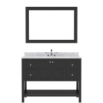 Winterfell 48" Single Bath Vanity in Espresso with White Marble Top and Round Sink with Brushed Nickel Faucet and Mirror