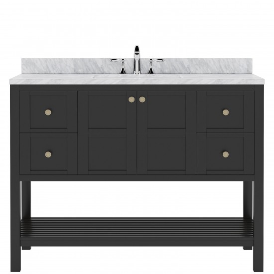 Winterfell 48" Single Bath Vanity in Espresso with White Marble Top and Round Sink with Brushed Nickel Faucet