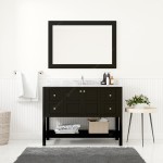 Winterfell 48" Single Bath Vanity in Espresso with White Marble Top and Round Sink with Polished Chrome Faucet and Mirror