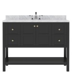 Winterfell 48" Single Bath Vanity in Espresso with White Marble Top and Round Sink with Polished Chrome Faucet