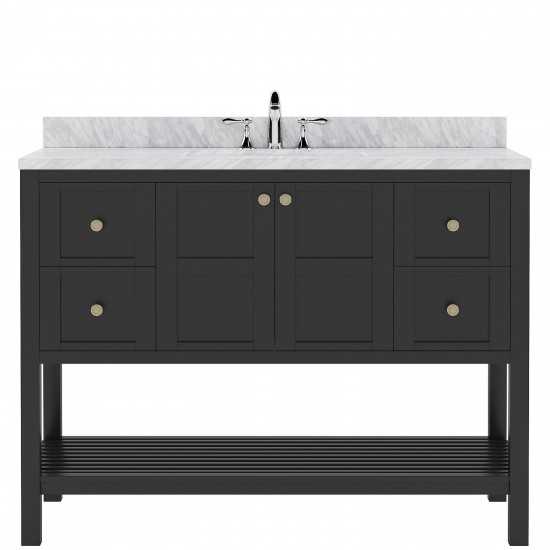 Winterfell 48" Single Bath Vanity in Espresso with White Marble Top and Round Sink